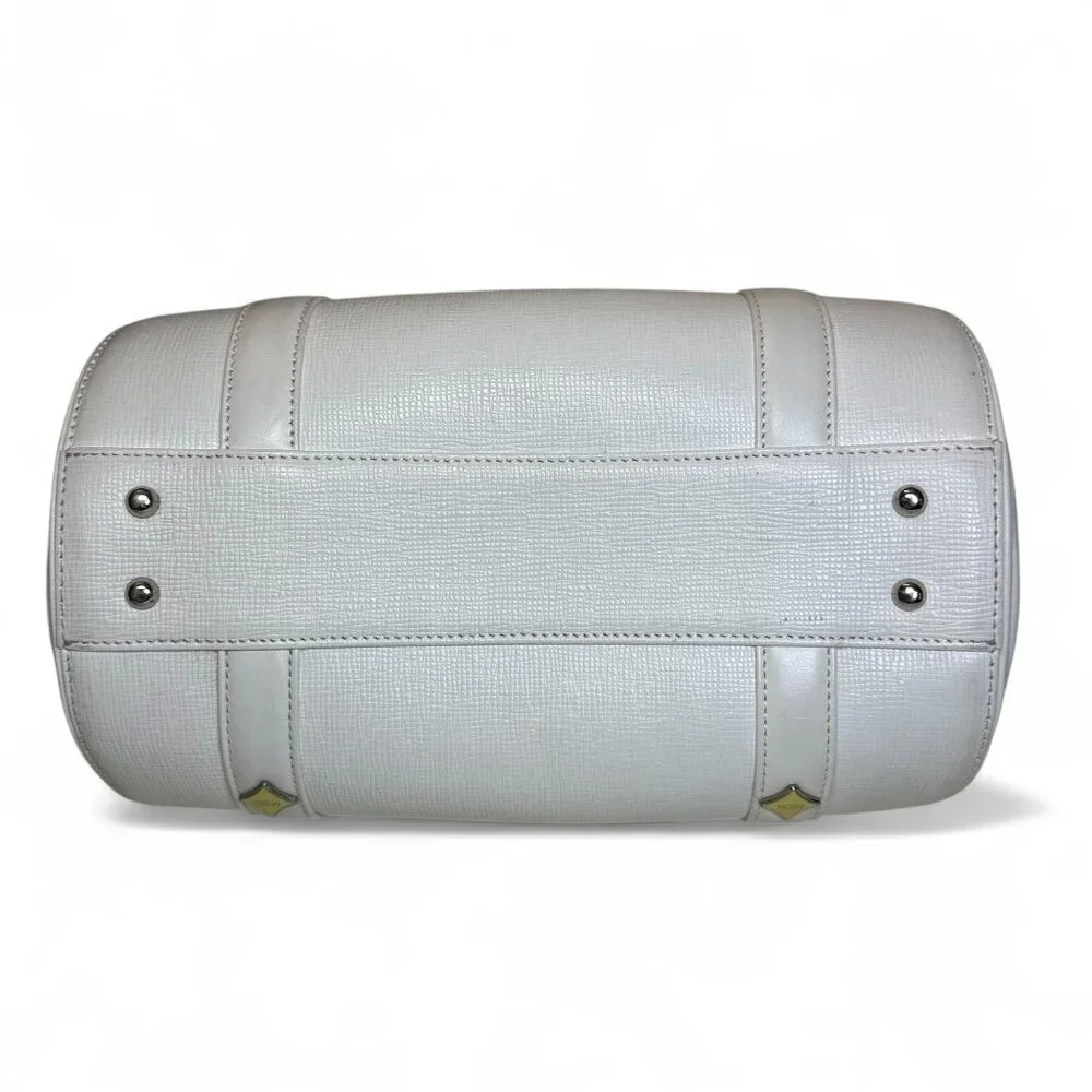 MCM White Leather Papillon Barrel Bag